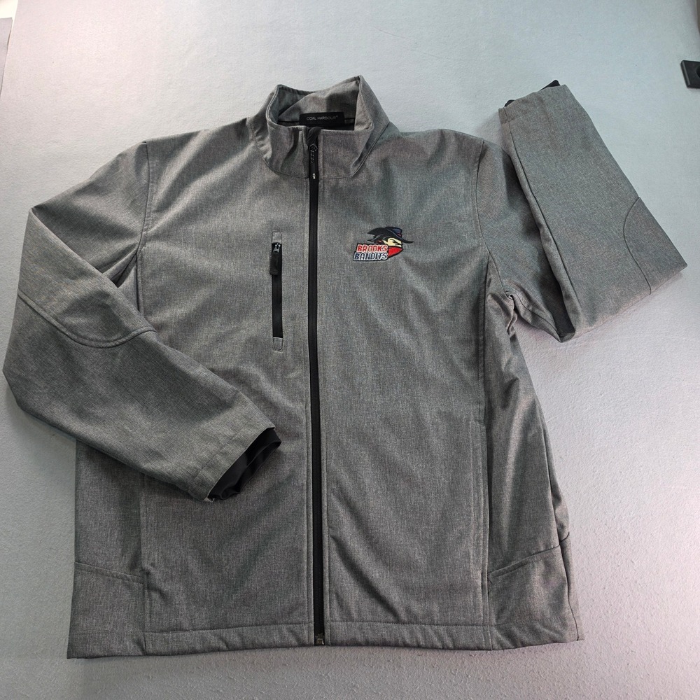 Coal Harbour Brooks Bandits Hockey Jacket Mens L Gray Softshell Varsity Sporty
